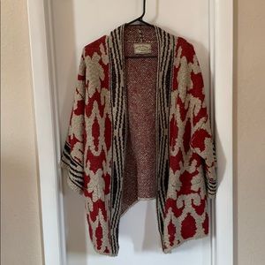 Lucky Brand Red Printed Cardigan size small